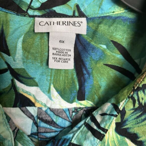 Catherines Tunic Top Womens 6X Multicolor Tropical Print Artsy Sleeveless Blouse - Picture 7 of 8